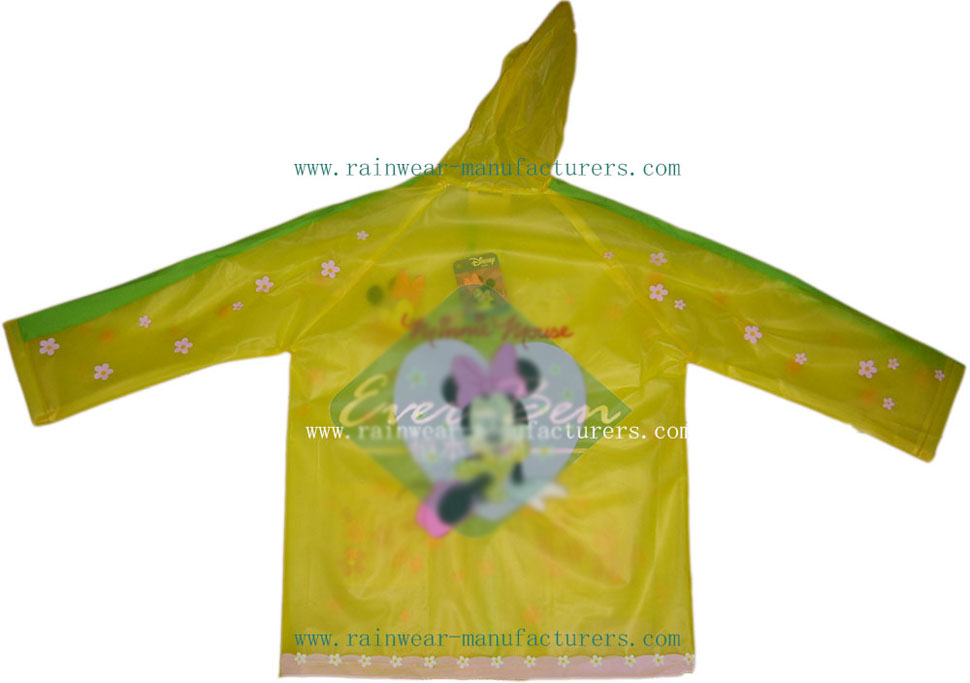 Children's raincoatback-Children yellow rain slicker-ladies plastic raincoats